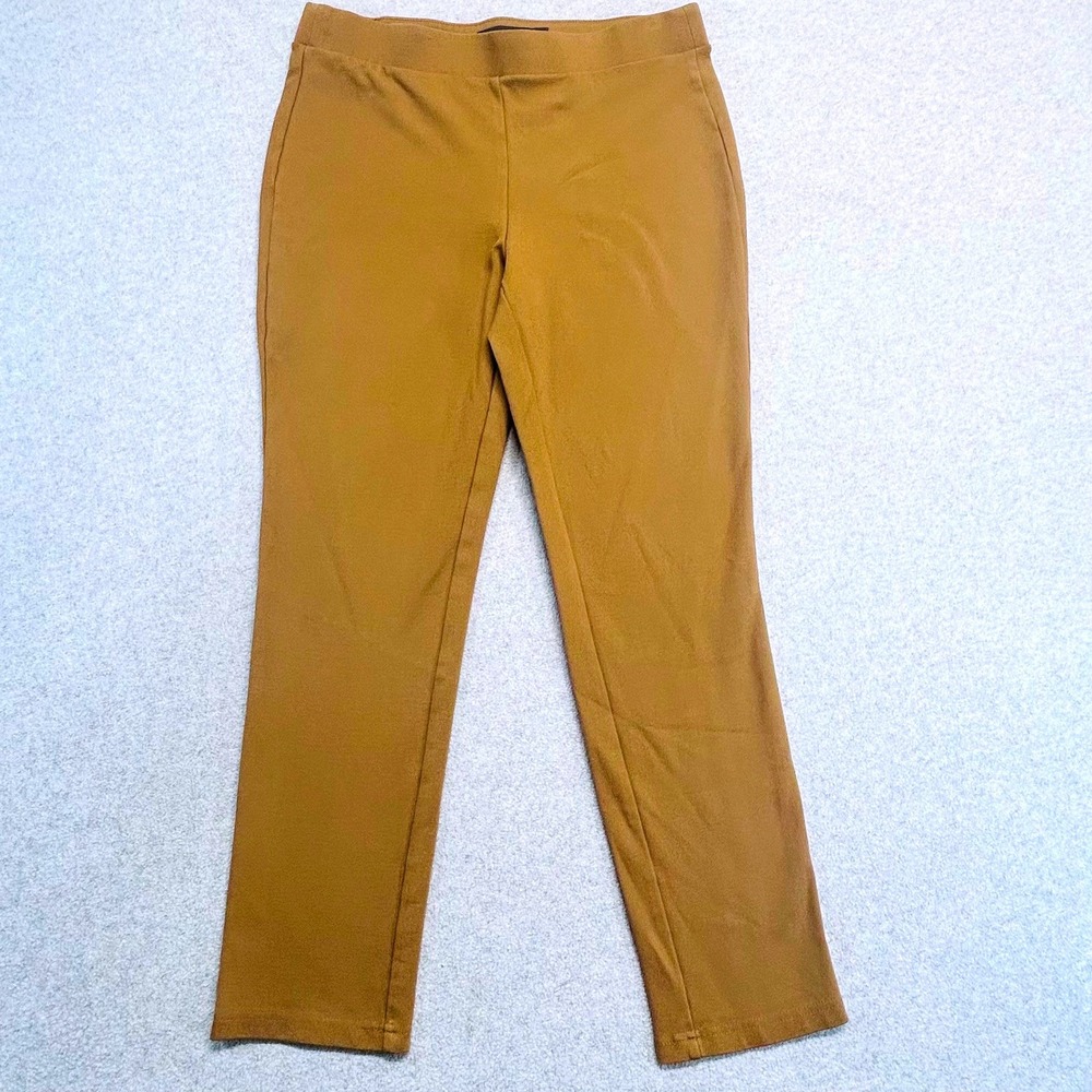 Harve Benard Pull On Pants Womens Size M Mustard Yellow Stretch Slim Trousers